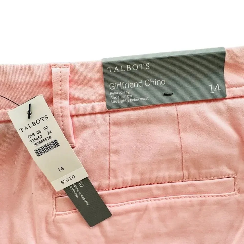 Talbots Girlfriend Chino Size 14 Pink NEW Ankle Cotton Spring Summer Casual - Picture 3 of 4